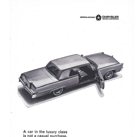 Chrysler 1965 Imperial Vintage Car Vintage Print Ad 9 inch Tall - Picture 3 of 4